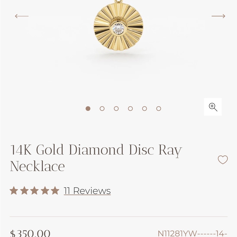 14 kt Yellow Gold Diamond Disc Ray Necklace